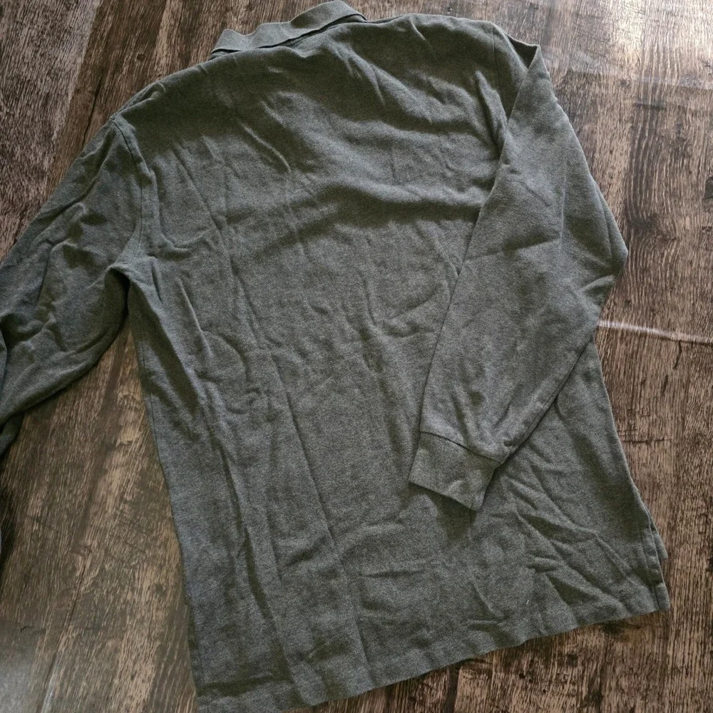 POLO RALPH LAUREN Long Sleeve Polo Mens M Olive Green Cotton‎ Pique Orange Pony